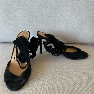 Banana Republic Suede Jackie Heel Sandals Black Size 8.5